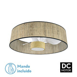 Ventilador de techo con luz Fabrilamp Natasha LED cañizo blanco haya 3 palas motor DC Ø70cm 24W 189991785