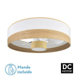 Ventilador de techo con luz Fabrilamp Olga LED blanco madera clara 3 palas motor DC Ø70cm 24W 190091785