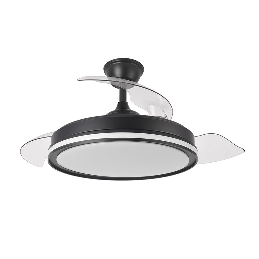 Ventilador de techo retráctil Fabrilamp Cacique LED negro 3 palas motor DC 3000-6500K Ø107cm 59W — vista 3