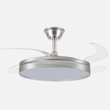 Ventilador de techo retráctil Fabrilamp Micenas LED níquel 4 palas motor DC Ø106cm 59W 186091403