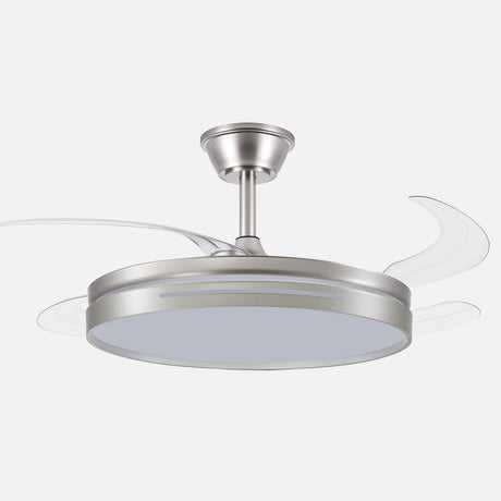 Ventilador de techo retráctil Fabrilamp Micenas LED níquel 4 palas motor DC 3000-6500K Ø106cm 59W — vista 1