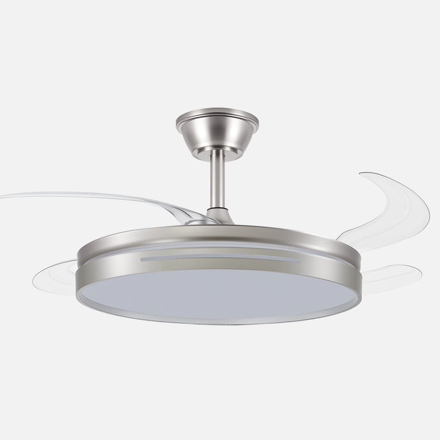Ventilador de techo retráctil Fabrilamp Micenas LED níquel 4 palas motor DC 3000-6500K Ø106cm 59W — vista 1