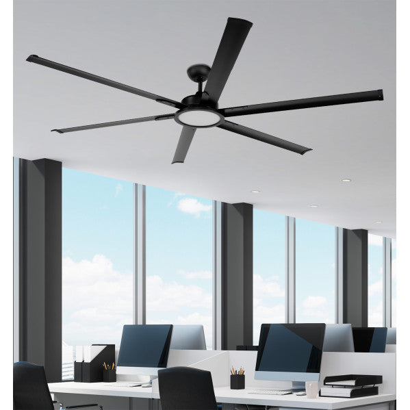 Ventilador de techo Fabrilamp Almanzor LED negro 6 palas motor DC Ø214cm 24W 211791609