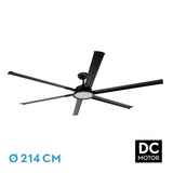Ventilador de techo Fabrilamp Almanzor LED negro 6 palas motor DC 3000-6000K Ø214cm 24W — vista 3