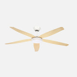 Ventilador de techo Fabrilamp Altea LED blanco haya 5 palas motor DC Ø142cm 24W 262491568