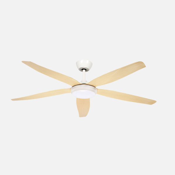 Ventilador de techo Fabrilamp Altea LED blanco haya 5 palas motor DC Ø142cm 24W 262491568