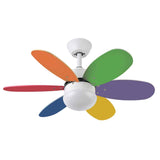 Fabrilamp Alves Dc Fan 2xe27 White 6 Blades Rev. Pastel/Intense 41x85d W/ Remote And Timer 175791637