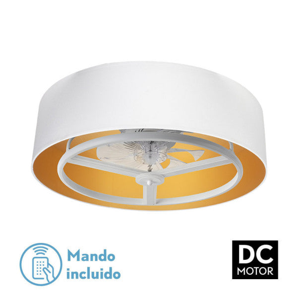 Ventilador de techo con luz Fabrilamp Anuska LED blanco dorado 8 palas motor DC Ø70cm 60W 188691701