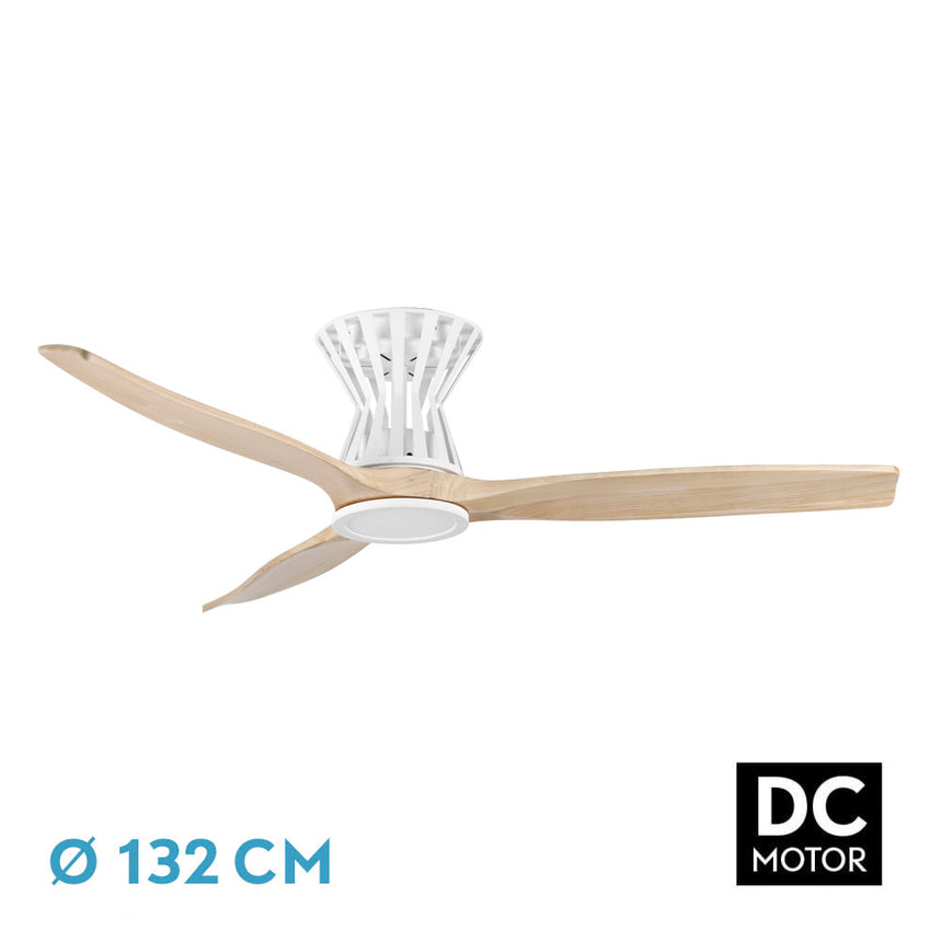 Ventilador de techo Fabrilamp Baltir LED blanco haya 3 palas motor DC 3000-6000K Ø132cm 18W — vista 1