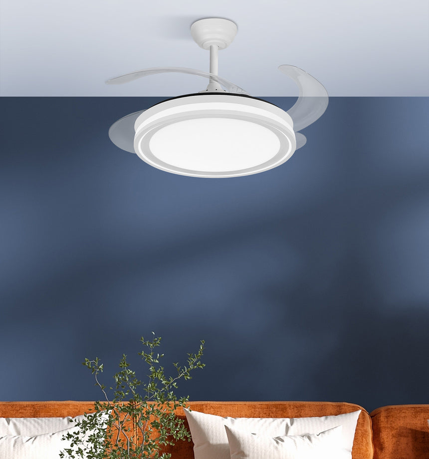 Ventilador de techo retráctil Fabrilamp Bandido LED blanco 4 palas motor DC 3500-6500K Ø107cm 59W — vista 4