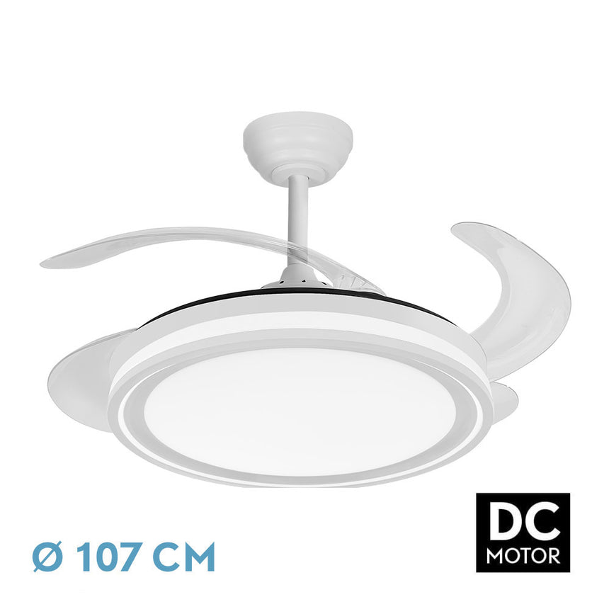 Ventilador de techo retráctil Fabrilamp Bandido LED blanco 4 palas motor DC 3500-6500K Ø107cm 59W — vista 1
