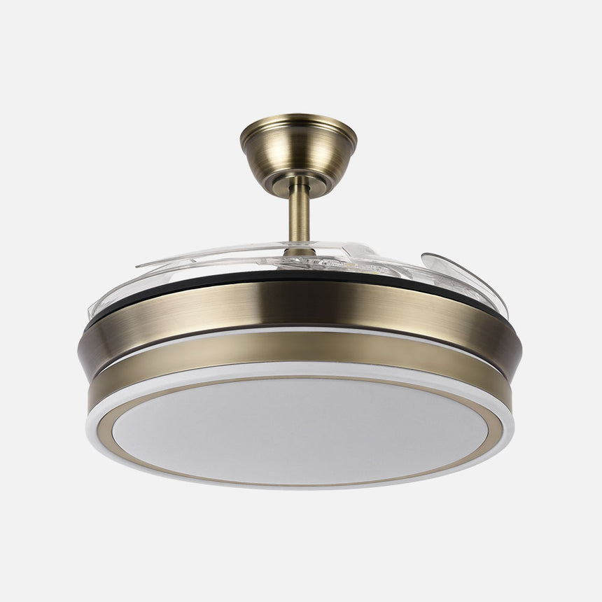 Ventilador de techo retráctil Fabrilamp Bayomo LED cuero 4 palas motor DC 3000-6000K Ø91cm 59W — vista 2