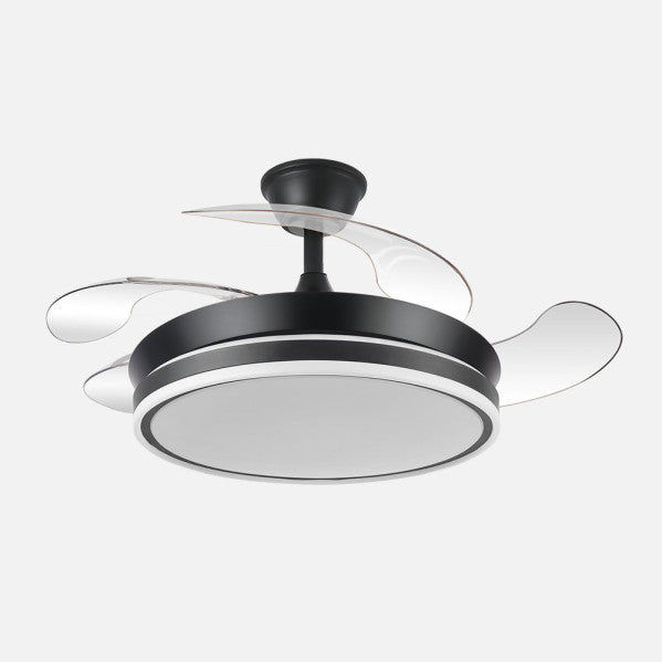 Ventilador de techo retráctil Fabrilamp Bayomo LED negro 4 palas motor DC Ø91cm 59W 142599009