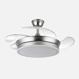 Ventilador de techo retráctil Fabrilamp Bayomo LED níquel 4 palas motor DC Ø91cm 59W 142599003