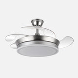 Ventilador de techo retráctil Fabrilamp Bayomo LED níquel 4 palas motor DC 3000-6000K Ø91cm 59W — vista 1