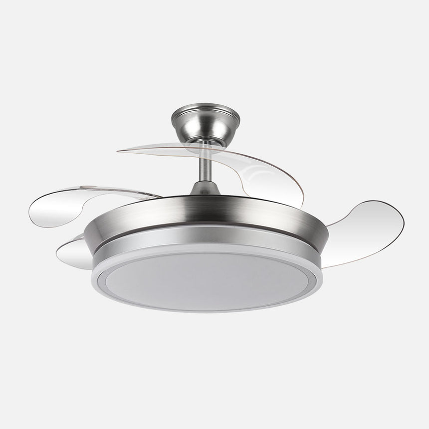 Ventilador de techo retráctil Fabrilamp Bayomo LED níquel 4 palas motor DC 3000-6000K Ø91cm 59W — vista 1