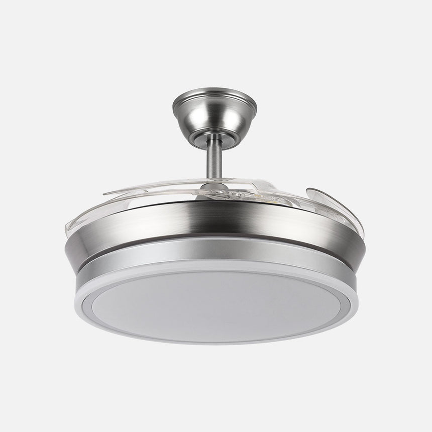 Ventilador de techo retráctil Fabrilamp Bayomo LED níquel 4 palas motor DC 3000-6000K Ø91cm 59W — vista 2