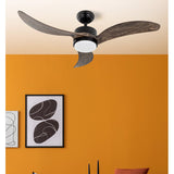 Ventilador de techo Fabrilamp Bembezar LED negro roble 3 palas motor DC Ø107cm 24W 209391364