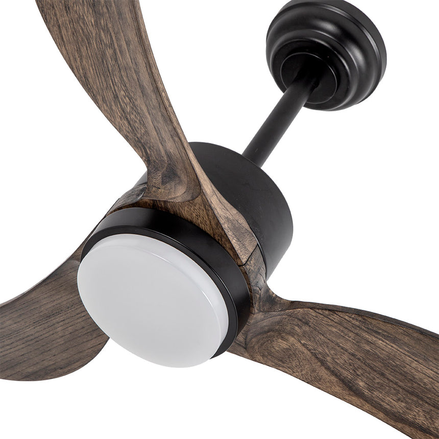 Ventilador de techo Fabrilamp Bembezar LED negro roble 3 palas motor DC 3000-6500K Ø107cm 24W — vista 4