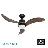 Ventilador de techo Fabrilamp Bembezar LED negro roble 3 palas motor DC 3000-6500K Ø107cm 24W — vista 3