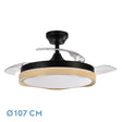 Ventilador de techo retráctil Fabrilamp Blondi LED negro madera 3 palas motor DC 3000-6000K Ø107cm — vista 1