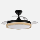 Ventilador de techo retráctil Fabrilamp Blondi LED negro madera 3 palas motor DC 3000-6000K Ø107cm — vista 2