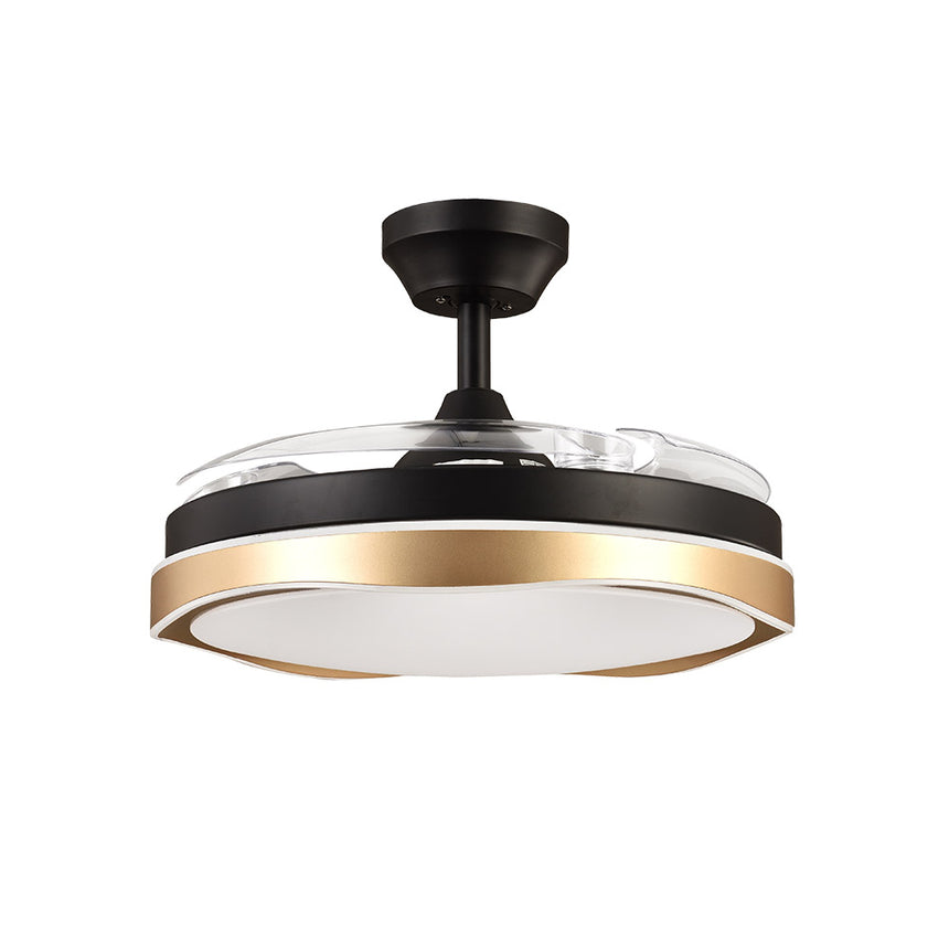 Ventilador de techo retráctil Fabrilamp Blondi LED negro dorado 3 palas motor DC 3000-6000K Ø107cm — vista 3