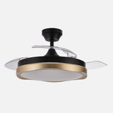 Ventilador de techo retráctil Fabrilamp Blondi LED negro dorado 3 palas motor DC 3000-6000K Ø107cm — vista 2
