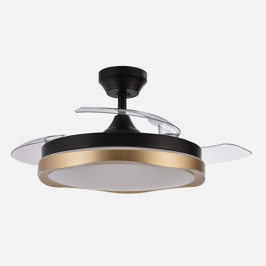 Ventilador de techo retráctil Fabrilamp Blondi LED negro dorado 3 palas motor DC 3000-6000K Ø107cm — vista 2