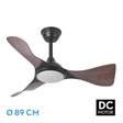 Ventilador de techo Fabrilamp Caiman LED negro roble 3 palas motor DC 3000-6500K Ø89cm 36W — vista 1
