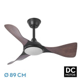 Ventilador de techo Fabrilamp Caiman LED negro roble 3 palas motor DC 3000-6500K Ø89cm 36W — vista 1
