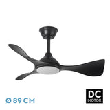 Ventilador de techo Fabrilamp Caiman LED negro 3 palas motor DC 3000-6500K Ø89cm 36W — vista 1
