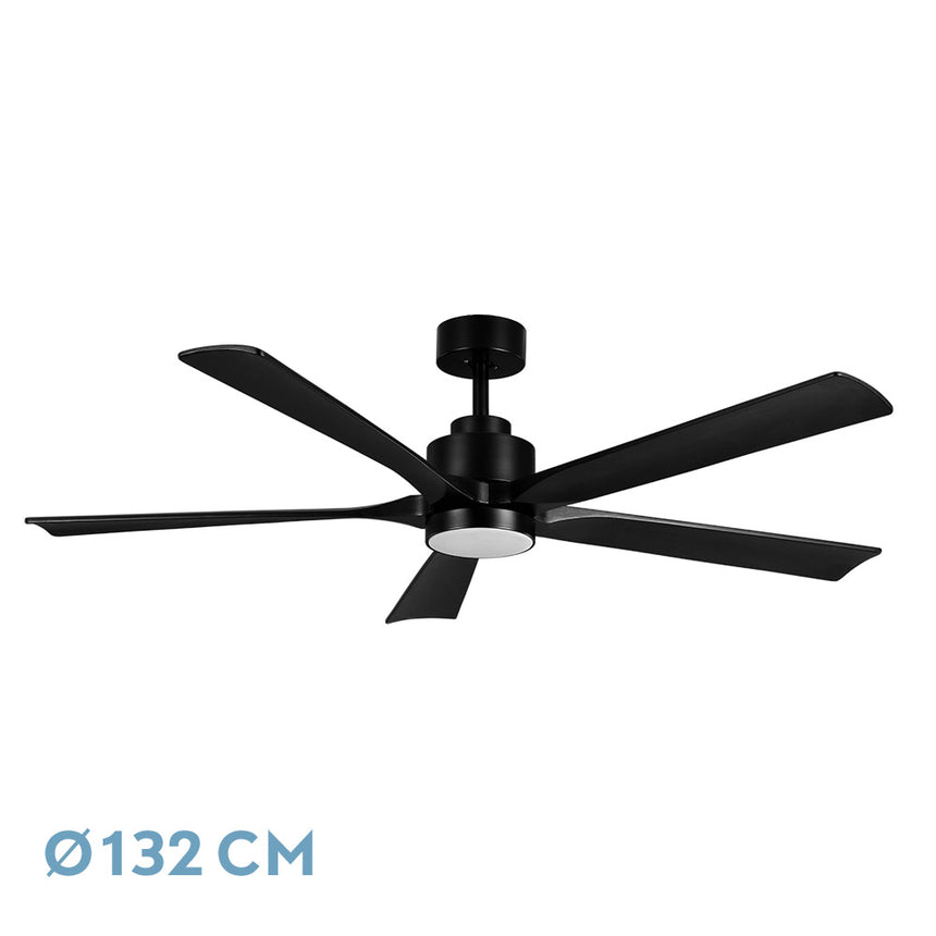 Ventilador de techo Fabrilamp Cairo LED negro 5 palas motor DC 3000-6000K Ø132cm 24W — vista 1