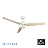 Ventilador de techo Fabrilamp Captus LED blanco haya 3 palas motor DC Ø132cm 22W 212391368