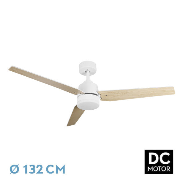 Ventilador de techo Fabrilamp Captus LED blanco haya 3 palas motor DC Ø132cm 22W 212391368