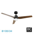 Ventilador de techo Fabrilamp Captus LED negro roble 3 palas motor DC 3000-6000K Ø132cm 22W — vista 1