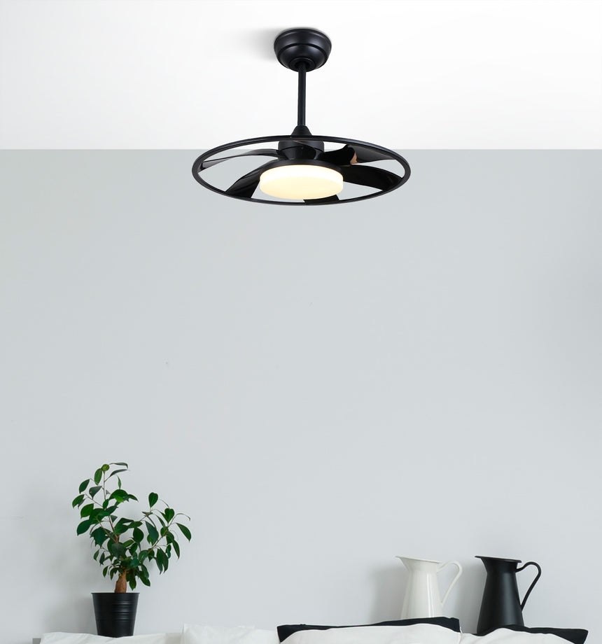 Ventilador de techo con luz Fabrilamp Celsius LED negro 6 palas motor DC Ø55cm 26W — vista 3