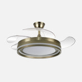 Ventilador de techo retráctil Fabrilamp Cerrato LED cuero 4 palas motor DC Ø107cm 59W 208691314