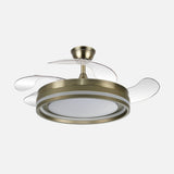 Ventilador de techo retráctil Fabrilamp Cerrato LED cuero 4 palas motor DC 3000-6000K Ø107cm 59W — vista 1