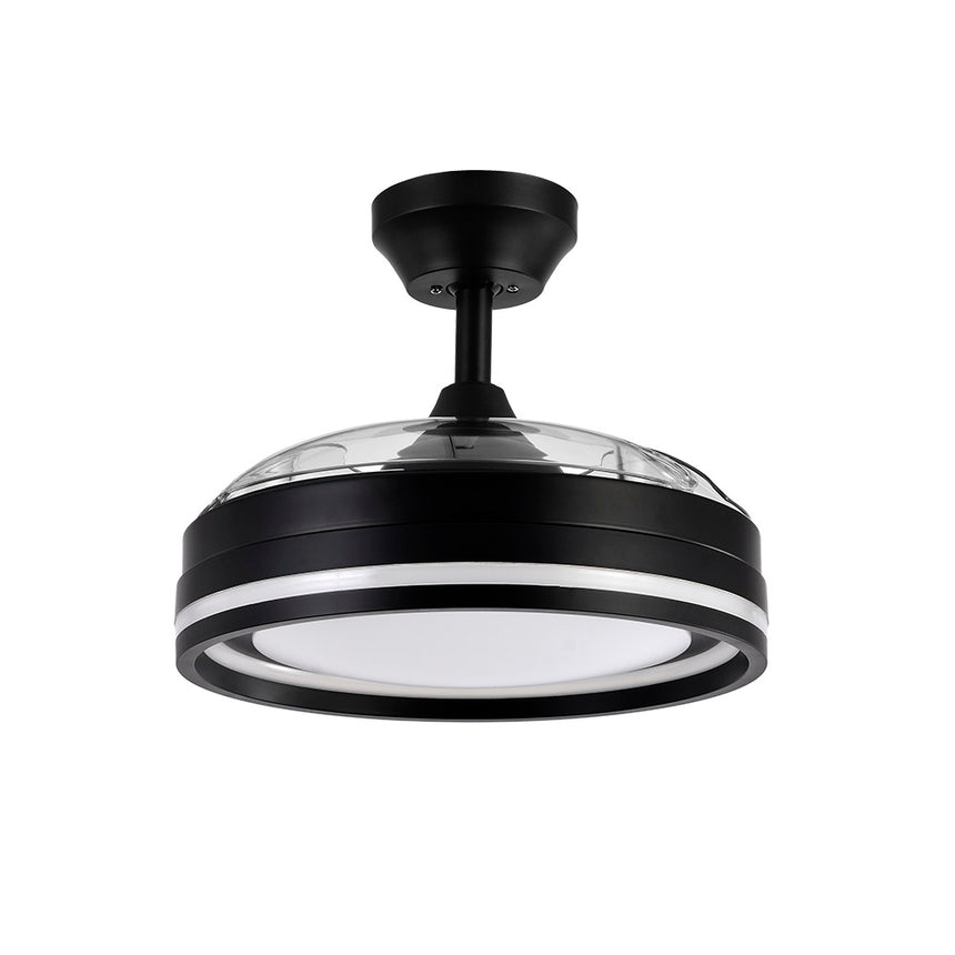 Ventilador de techo retráctil Fabrilamp Cerrato LED negro 3 palas motor DC 3000-6000K Ø107cm 72W — vista 3