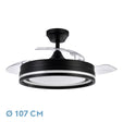 Ventilador de techo retráctil Fabrilamp Cerrato LED negro 3 palas motor DC 3000-6000K Ø107cm 72W — vista 1