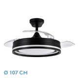 Ventilador de techo retráctil Fabrilamp Cerrato LED negro 3 palas motor DC 3000-6000K Ø107cm 72W — vista 1