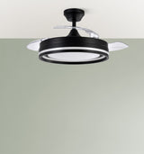 Ventilador de techo retráctil Fabrilamp Cerrato LED negro 3 palas motor DC 3000-6000K Ø107cm 72W — vista 4