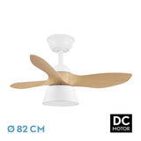Ventilador de techo Fabrilamp Cubico LED blanco haya 3 palas motor DC 3000-6000K Ø82cm 36W — vista 1