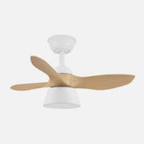 Ventilador de techo Fabrilamp Cubico LED blanco haya 3 palas motor DC 3000-6000K Ø82cm 36W — vista 2