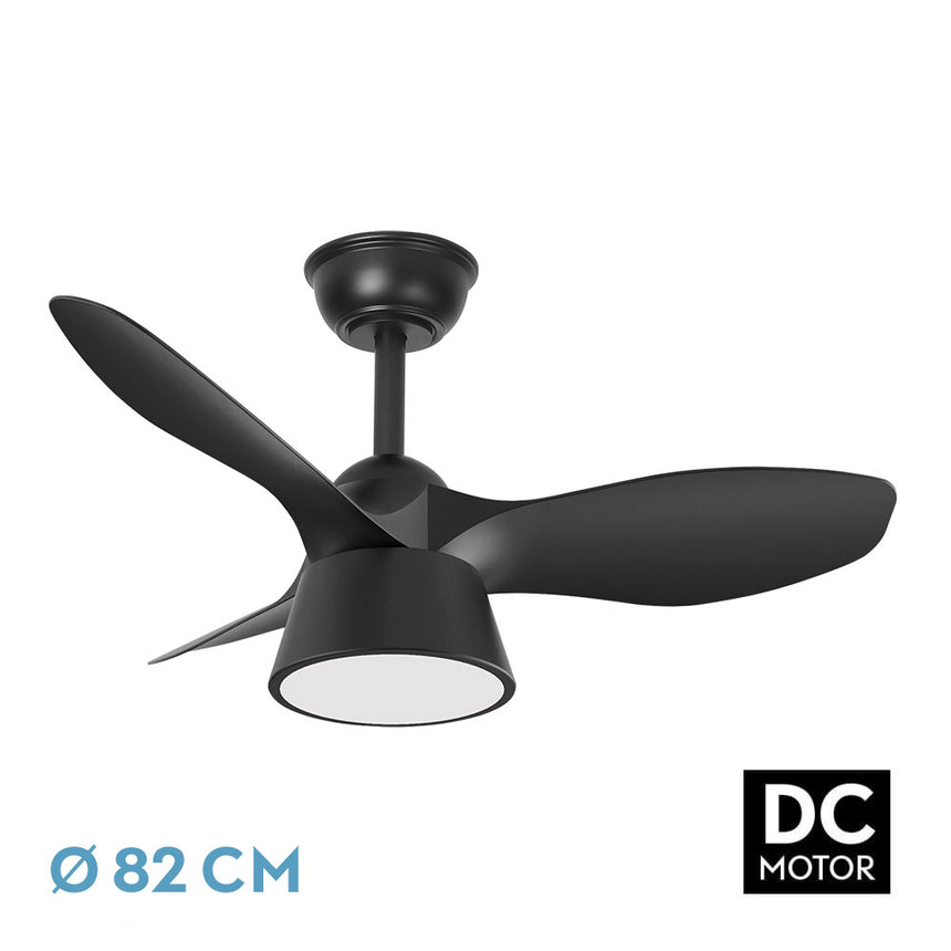 Ventilador de techo Fabrilamp Cubico LED negro 3 palas motor DC 3000-6000K Ø82cm 36W — vista 1