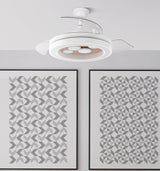 Ventilador de techo retráctil Fabrilamp Cupido LED blanco haya 3 palas motor DC 3000-6500K Ø107cm — vista 5