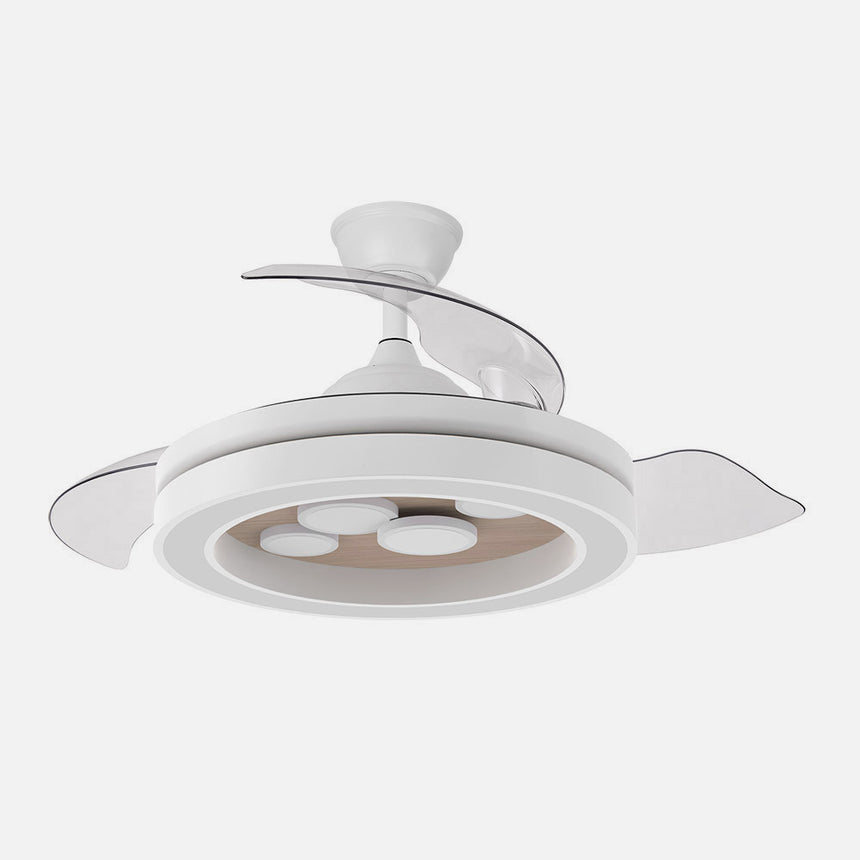 Ventilador de techo retráctil Fabrilamp Cupido LED blanco haya 3 palas motor DC 3000-6500K Ø107cm — vista 2
