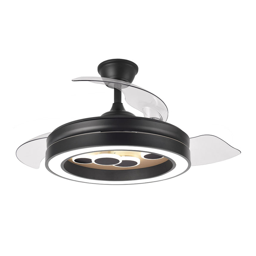 Ventilador de techo retráctil Fabrilamp Cupido LED negro madera 3 palas motor DC 3000-6500K Ø107cm — vista 3