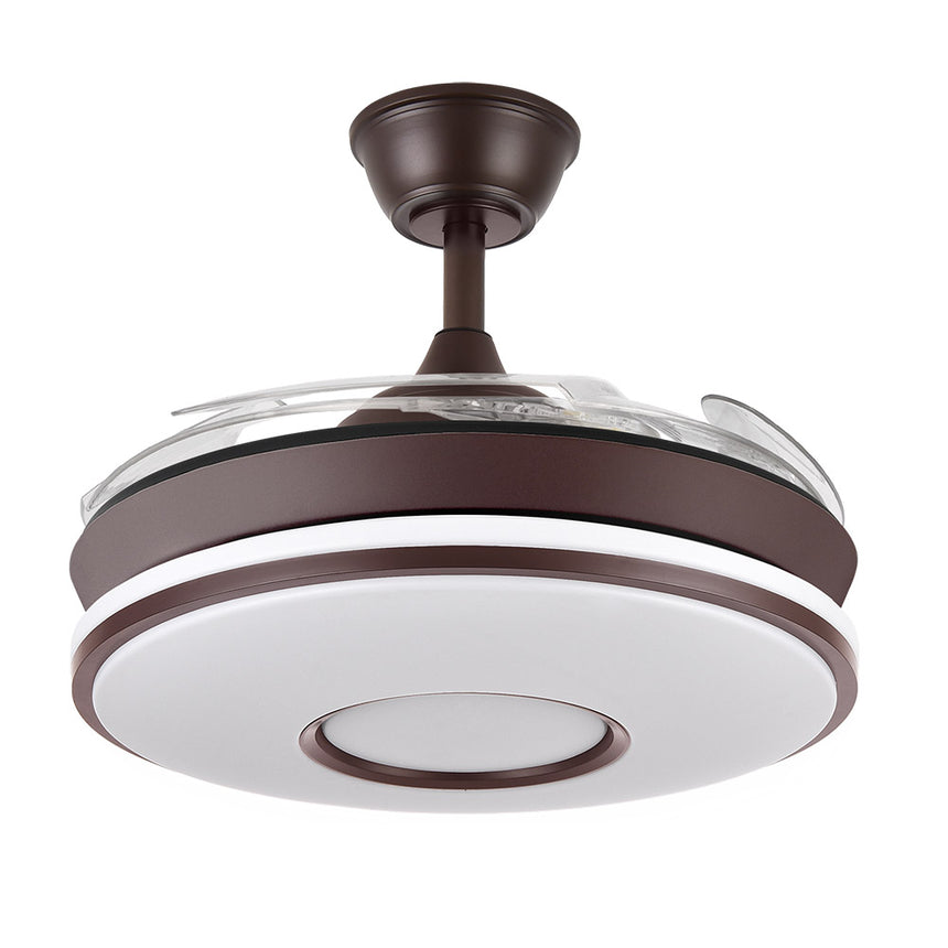 Ventilador de techo retráctil Fabrilamp Dani LED marrón 4 palas motor DC 3000-6000K Ø91cm 59W — vista 2